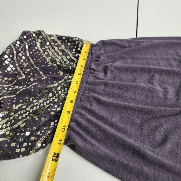 Express Women's Strapless Maxi Sequins Detail Front Slit Stretch Sz XS - Picture 8 of 12